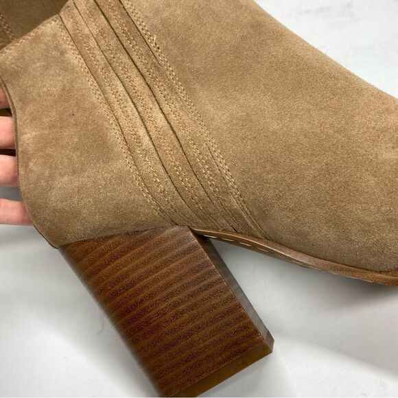 Marc Fisher Maree Suede Booties 9 Tan Ankle Western Block Heel Boots - Picture 12 of 16